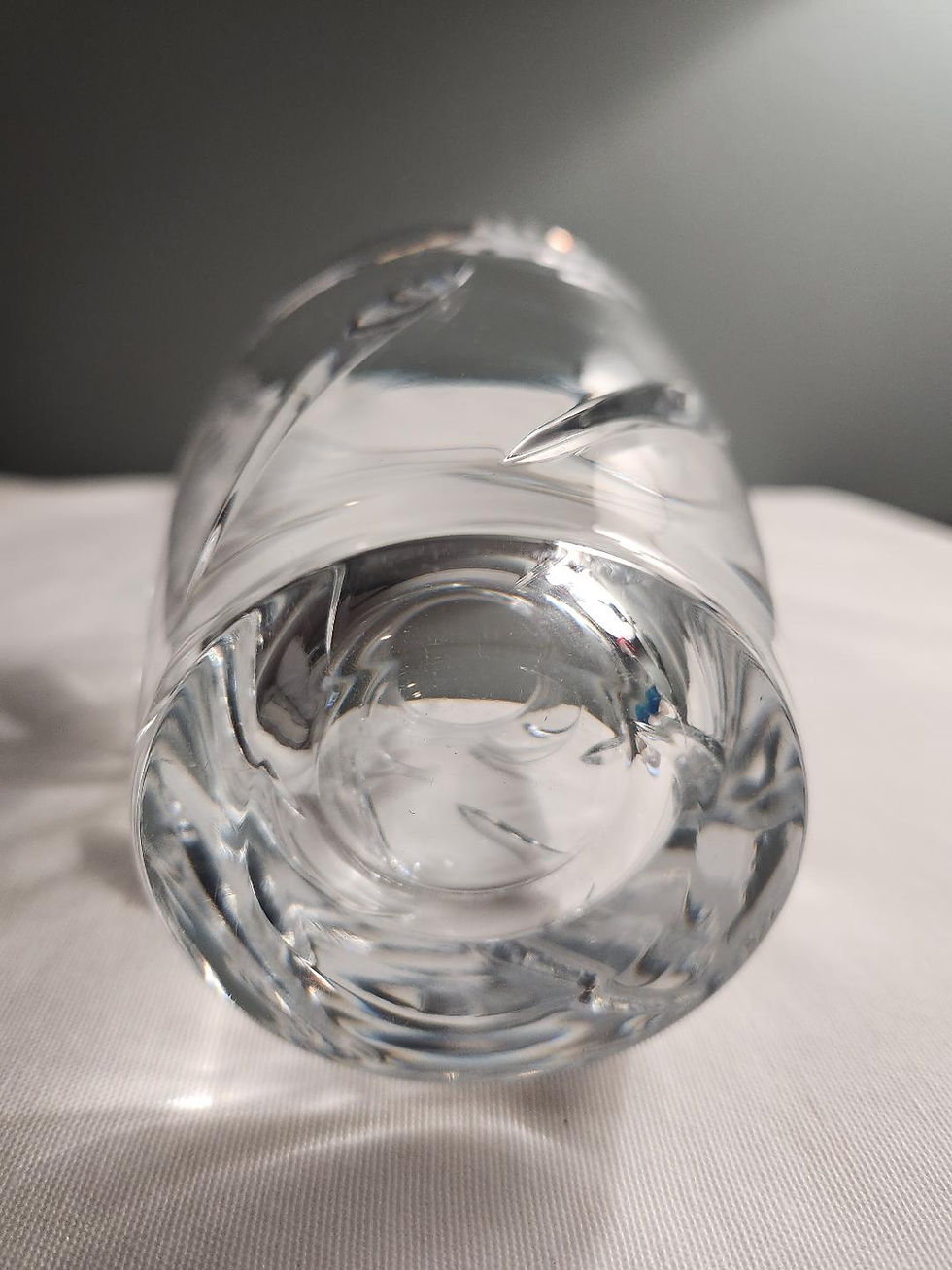 Thumbnail: Vintage Lead Crystal Vase Frosted & Clear Cut Design