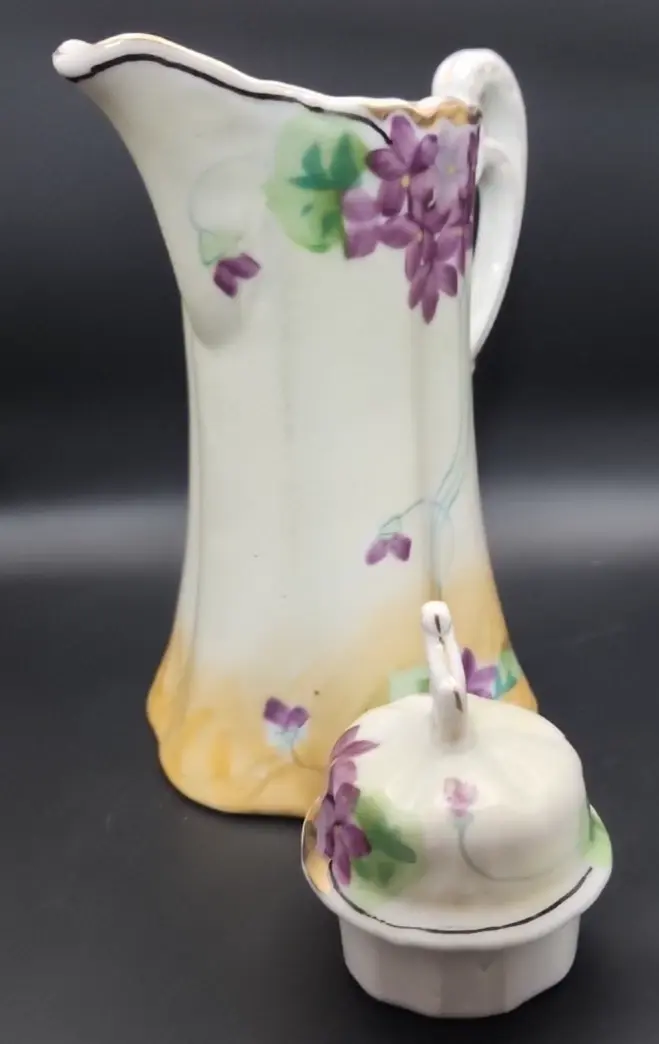 Thumbnail: Late 19th Century Hand-Painted NIPPON TE-OH Porcelain 12 Pc. Hot Chocolate Set