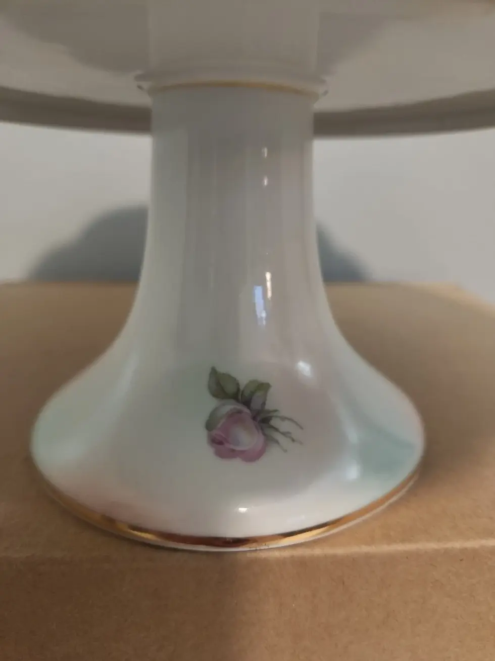 Thumbnail: 1920's Schumann Arzberg Bavaria Wild Rose Porcelain Pedestal Cake Stand 12" x 5"