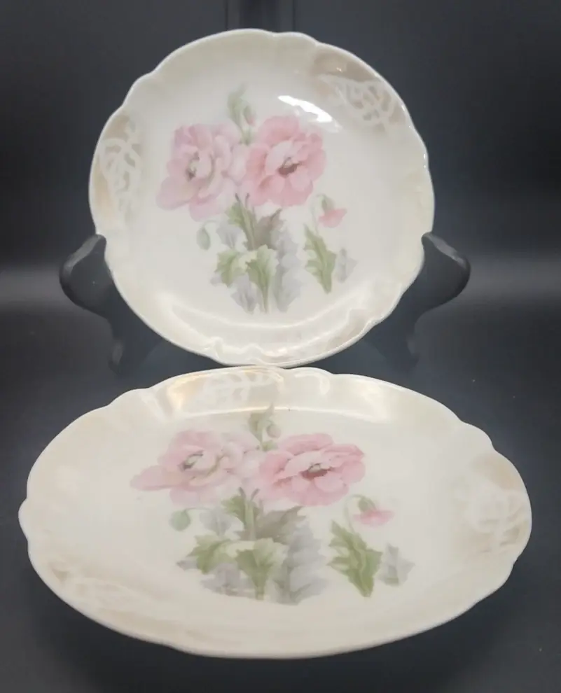 Thumbnail: Early 1900's Lusterware Bread Plates 6.25" Set of 4 Stamped GERMANY 57