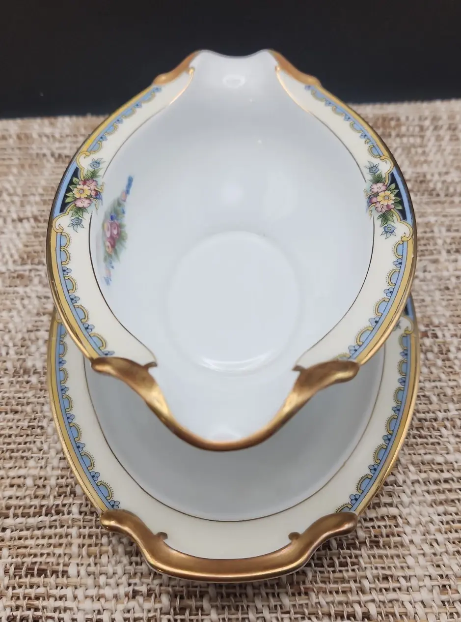 Thumbnail: Noritake Montebelle Red Mark Morimura Gravy Boat w/ Attached Underplate EUC