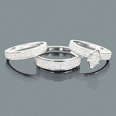 10K Gold 0.73 CT His&Hers Trio Diamond Ring wedding set
