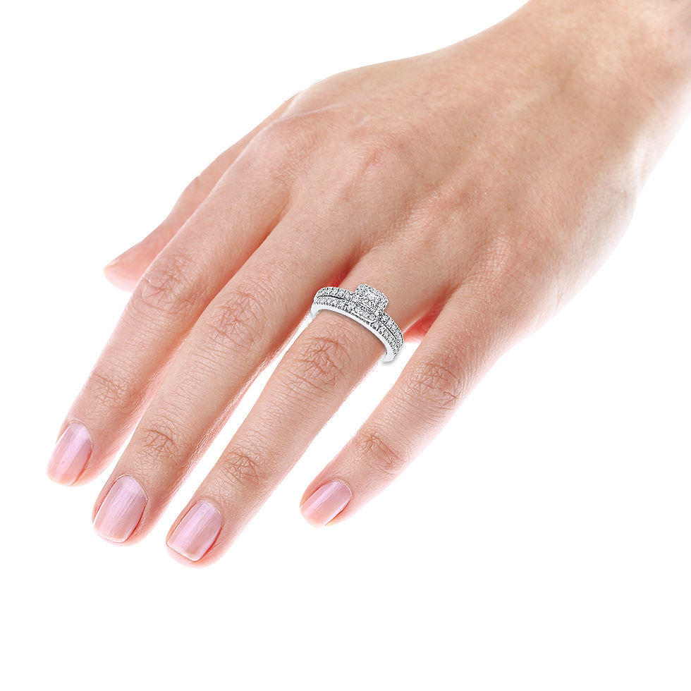 Thumbnail: Unique 1 Carat Halo Diamond Ring Set  in14K Gold