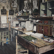 Harry Clewans_Photographers Studio after Atget_2024_woodblock prints on kozo paper on wood