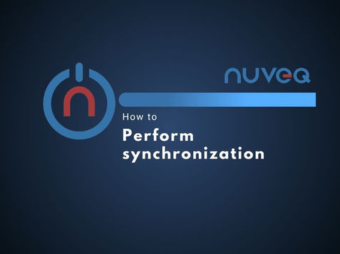 NUVEQ Cloud Management Portal interface demonstrating the process of system synchronization, including steps to sync time, configurations, and devices to ensure seamless operation across the platform.