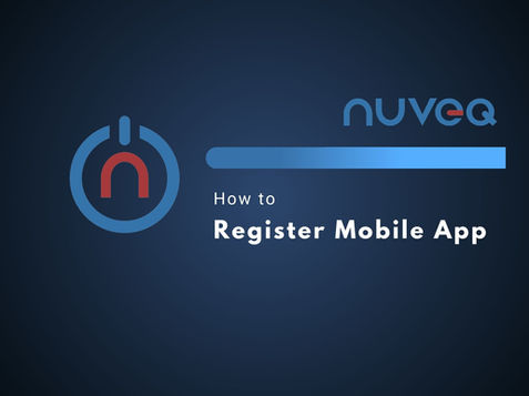 UVEQ Mobile Access App registration interface displaying steps for entering activation codes, verifying identity, and linking the mobile app to the NUVEQ Cloud Management Portal for mobile access control.