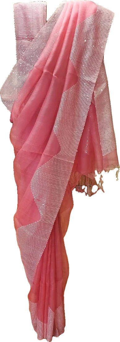 Pink handwoven sari