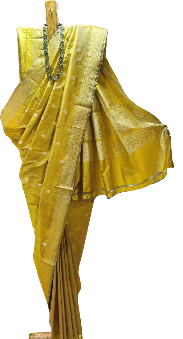 Yellow mulberry silk sari