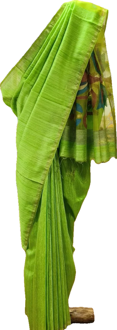 Bright green matka silk sari