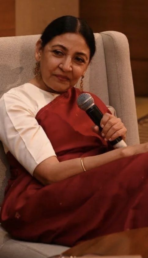 Deepti Naval wearing a KathaDoi Handloom mulberry silk sari