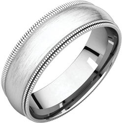 Double Milgrain White Gold Band brushed finish