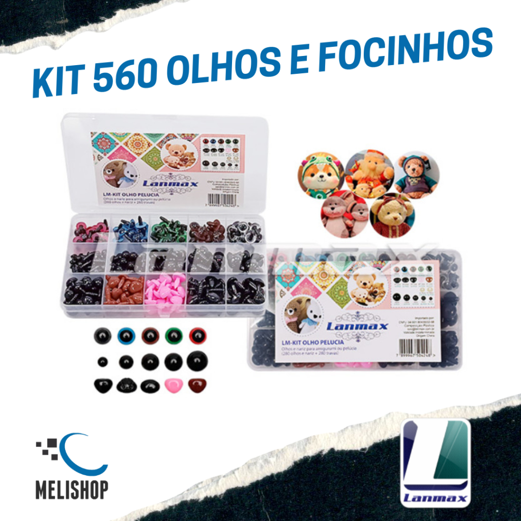 Kit 560 Olhos E Focinhos para Pelúcia c/ Travas + Case