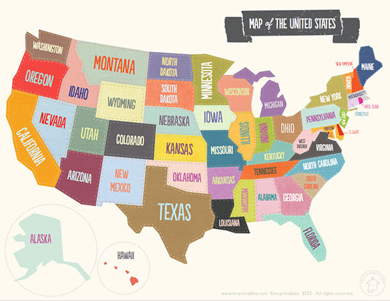 Map of the United states from Mr P website