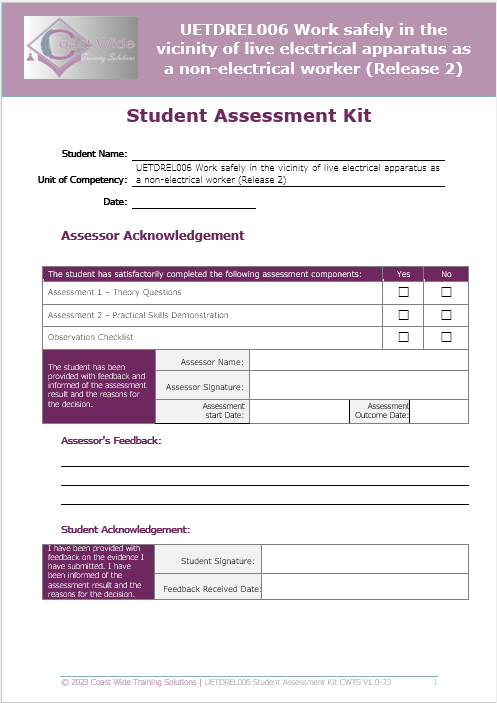 Thumbnail: UETDREL006 Work safely in the vicinity live electrical apparatus as a non-electr