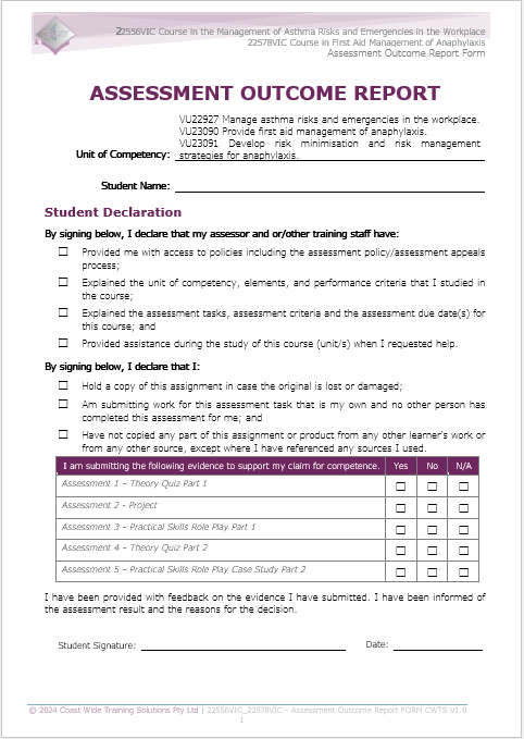 Thumbnail: 22556VIC_22578VIC  Asthma and Anaphylaxis Course Set