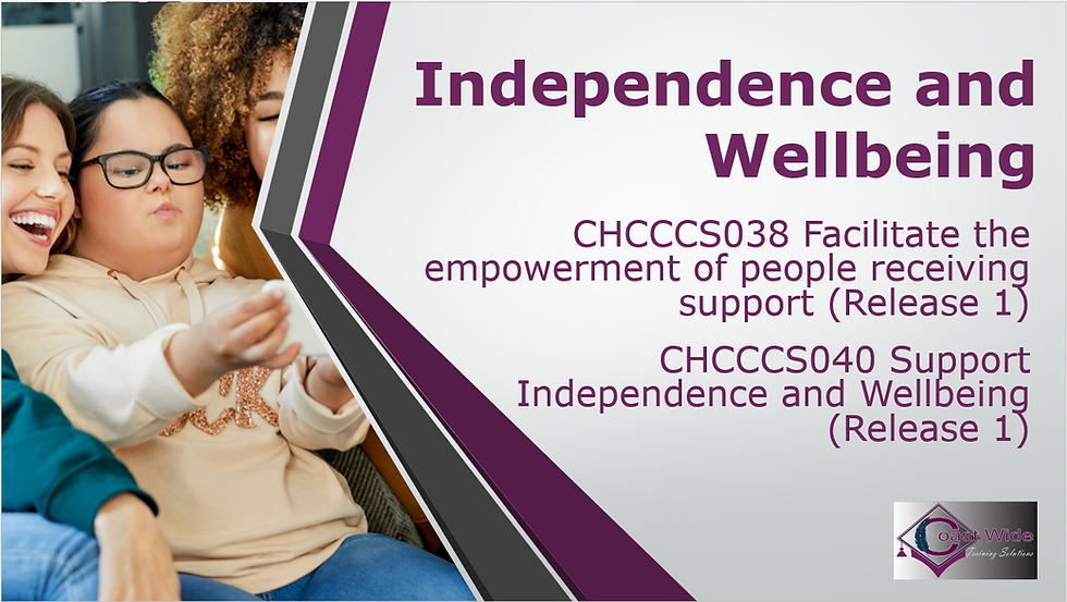 CHCCCS038_CHCCCS040 Independence and Wellbeing