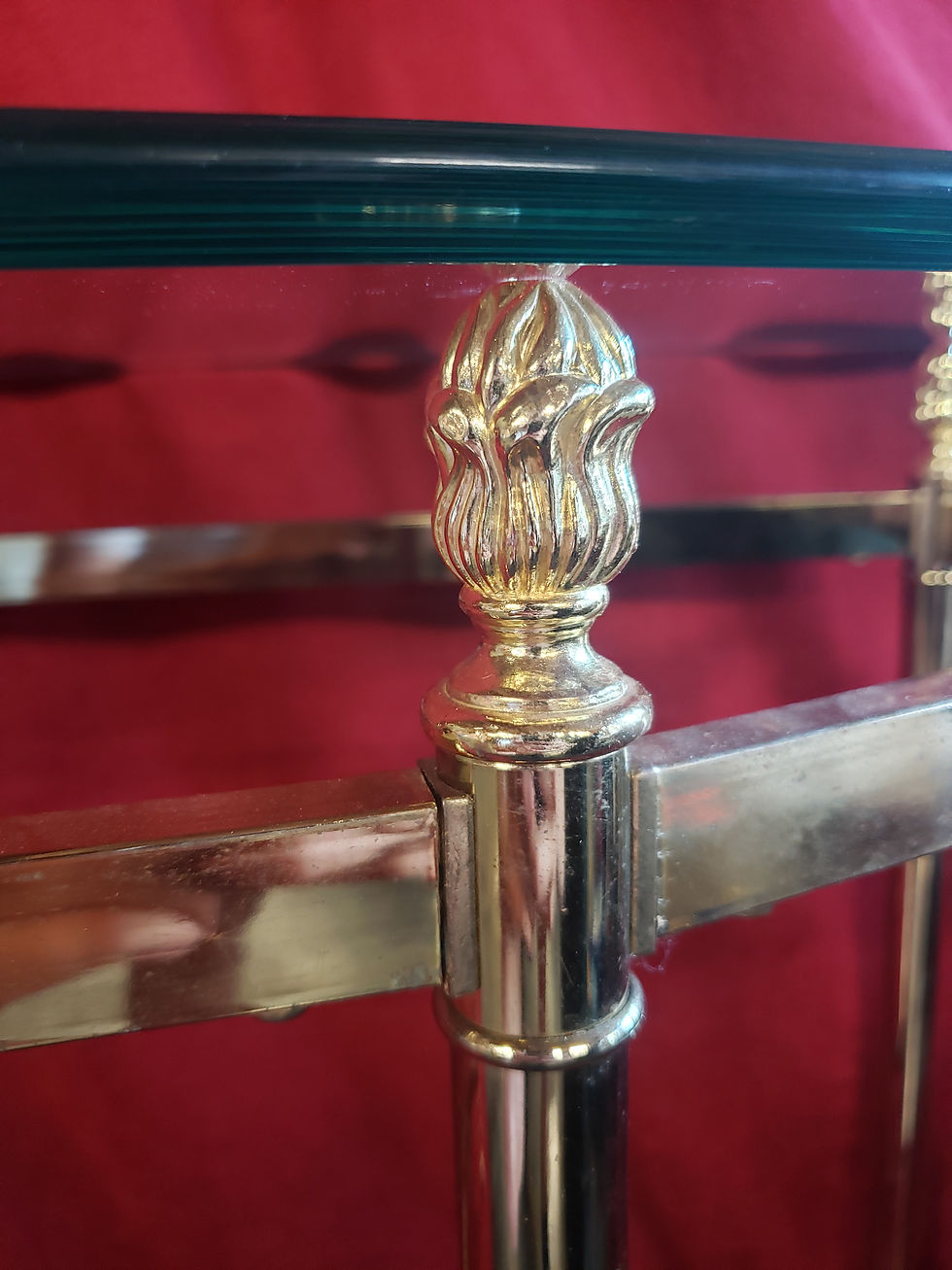 Thumbnail: VINTAGE BRASS AND GLASS CONSOLE TABLE