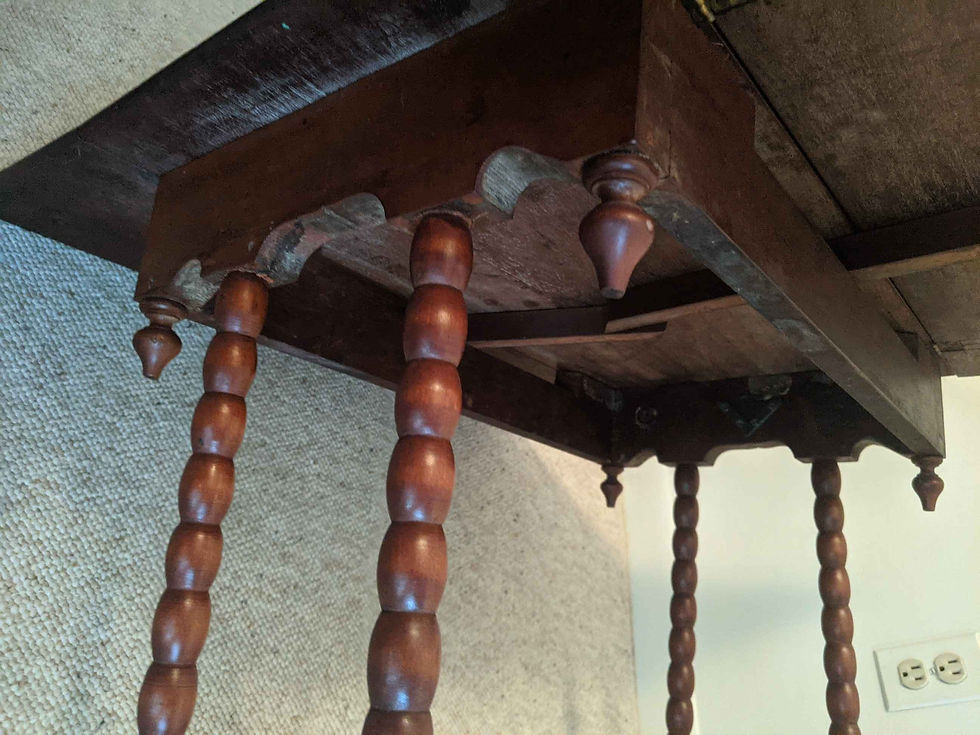 Thumbnail: Wooden Drop Leaf Accent Table with Spindle Legs and Crossbar