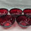 Thumbnail: Set of 5 Red Cut Glass Translucent Bowls – Decorative Soup Bowls – Ruby Red