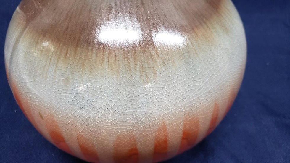 Thumbnail: Orange Brown Pair of Kalahari Vases with Glazed Finish