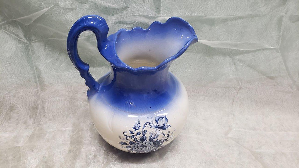 Thumbnail: Blue and White Wash Bowl and Pitcher – Vintage Hand Washing Station