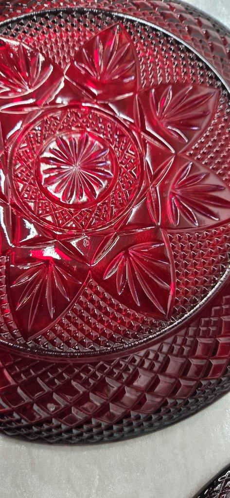 Thumbnail: France Red Translucent Ruby Red Plate Set of 7 – Separator Plate Set