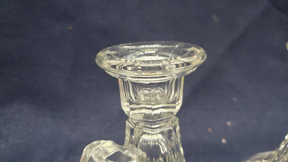 Thumbnail: Short Pair of Glass Candle Holders with Handles – Dinner Table Accent Lighting