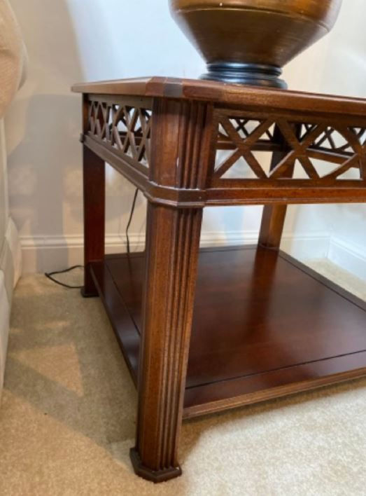 Thumbnail: Glass Top Wooden End Table