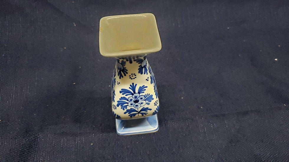 Thumbnail: Mini Blue and White Flower Vase with Elegant Designs and Square Top and Bottom