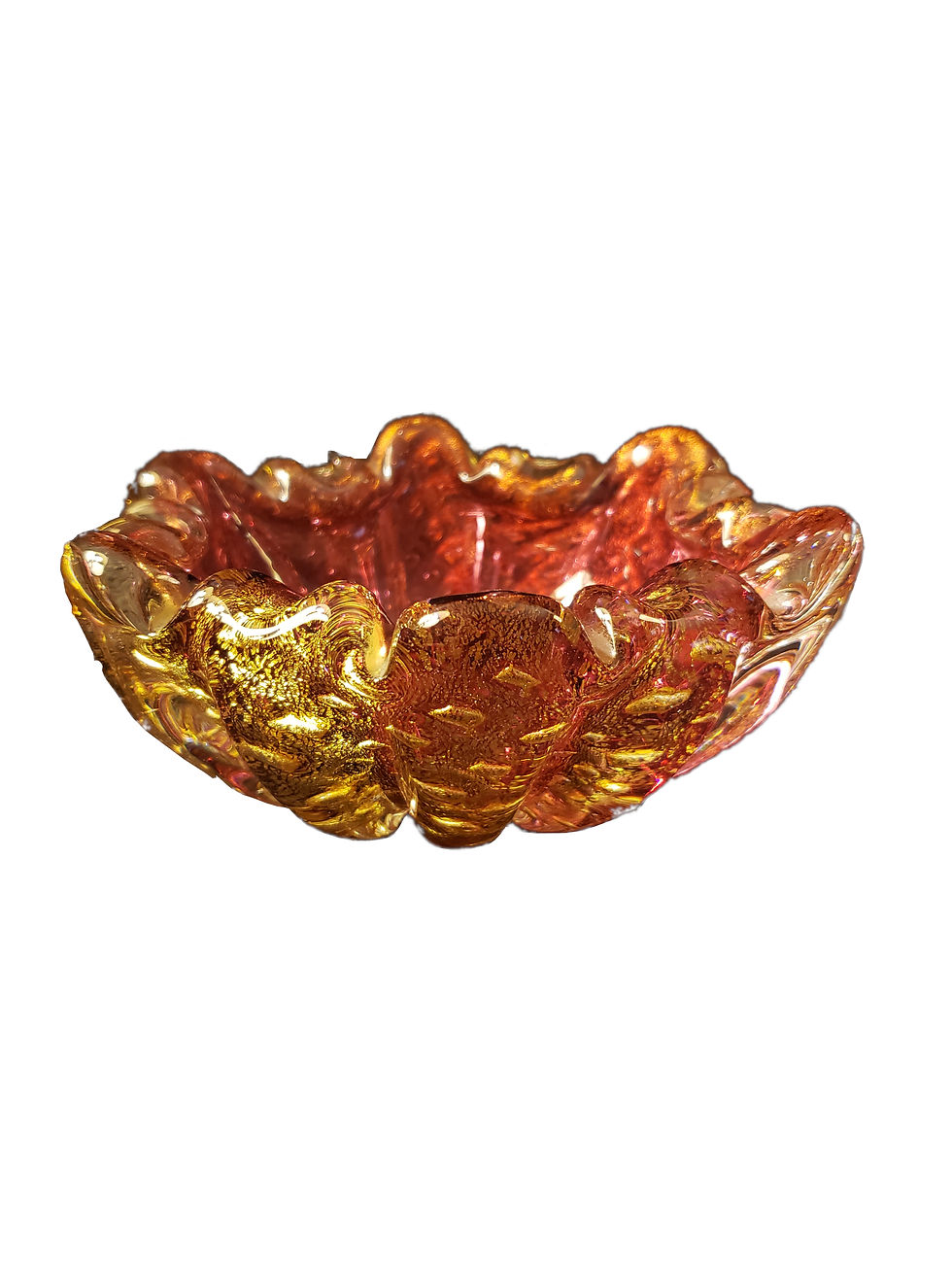Vintage Murano Glass Art Dish Bowl Gold Flecks