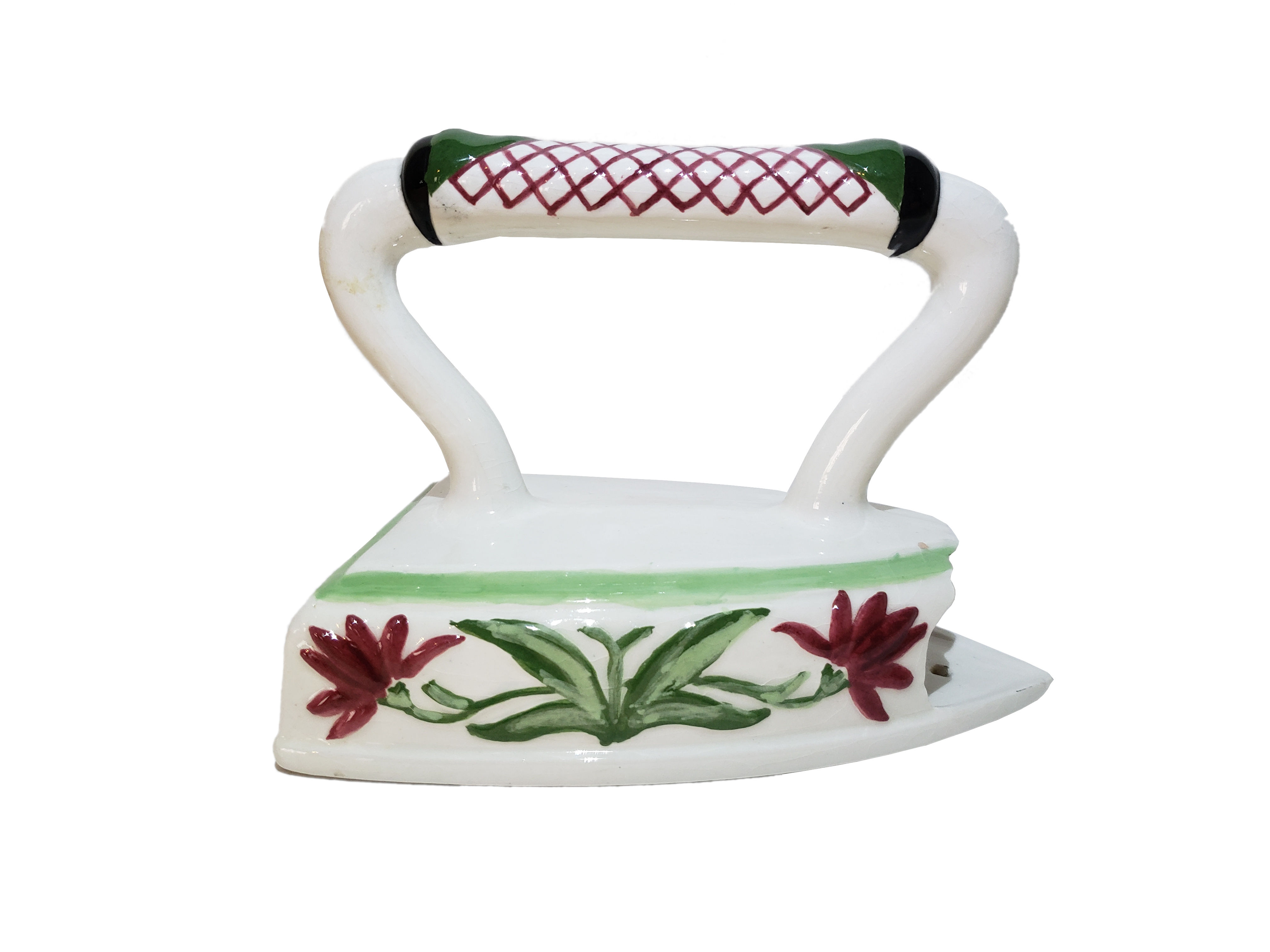 White Iron with Floral and Green Designs