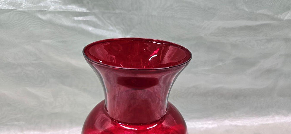 Thumbnail: Ruby Red Translucent Glass Vase – Large Ruby Red Flower Vase with Bulbous Bottom