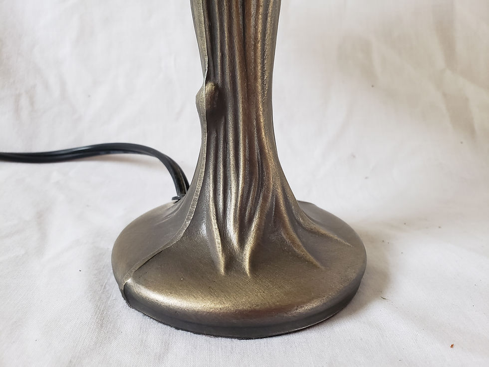 Thumbnail: Stained Glass Table Lamp with Tree Stump Design on Metal Base