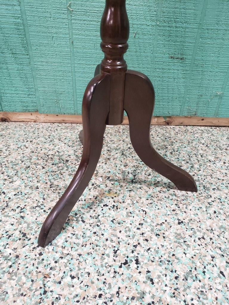 Thumbnail: Marble Top Plant Stand with Wooden Dark Stained Tripod Base