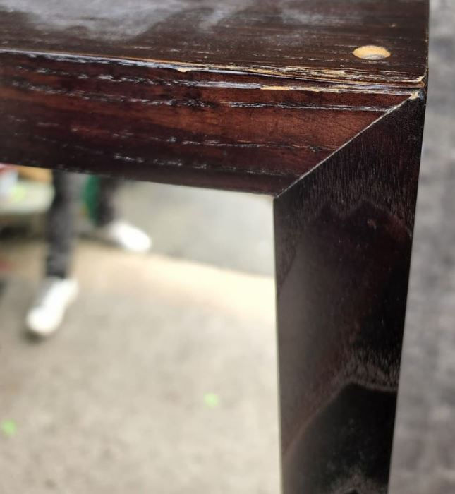 Thumbnail: Dark Wood Stained Rotating Mirror Shelf