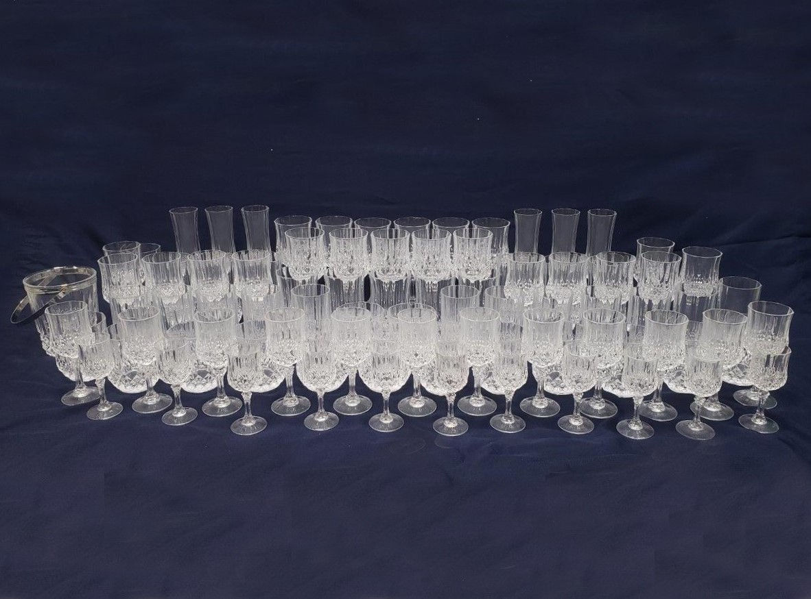 Crystal dArques Glass and Stemware Set in Pristine Condition – 90 Piece Set