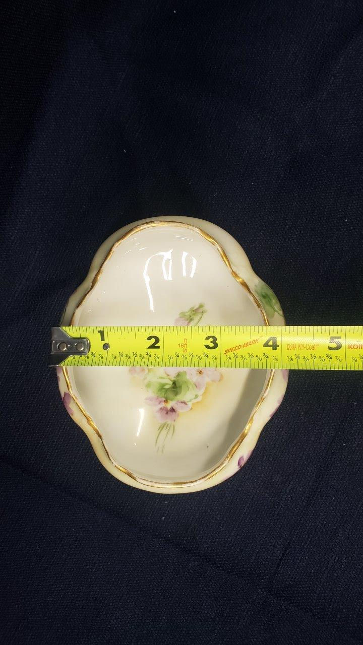 Thumbnail: Vintage White Bowl with Greenery and Purple Flowers Design – White Bowl