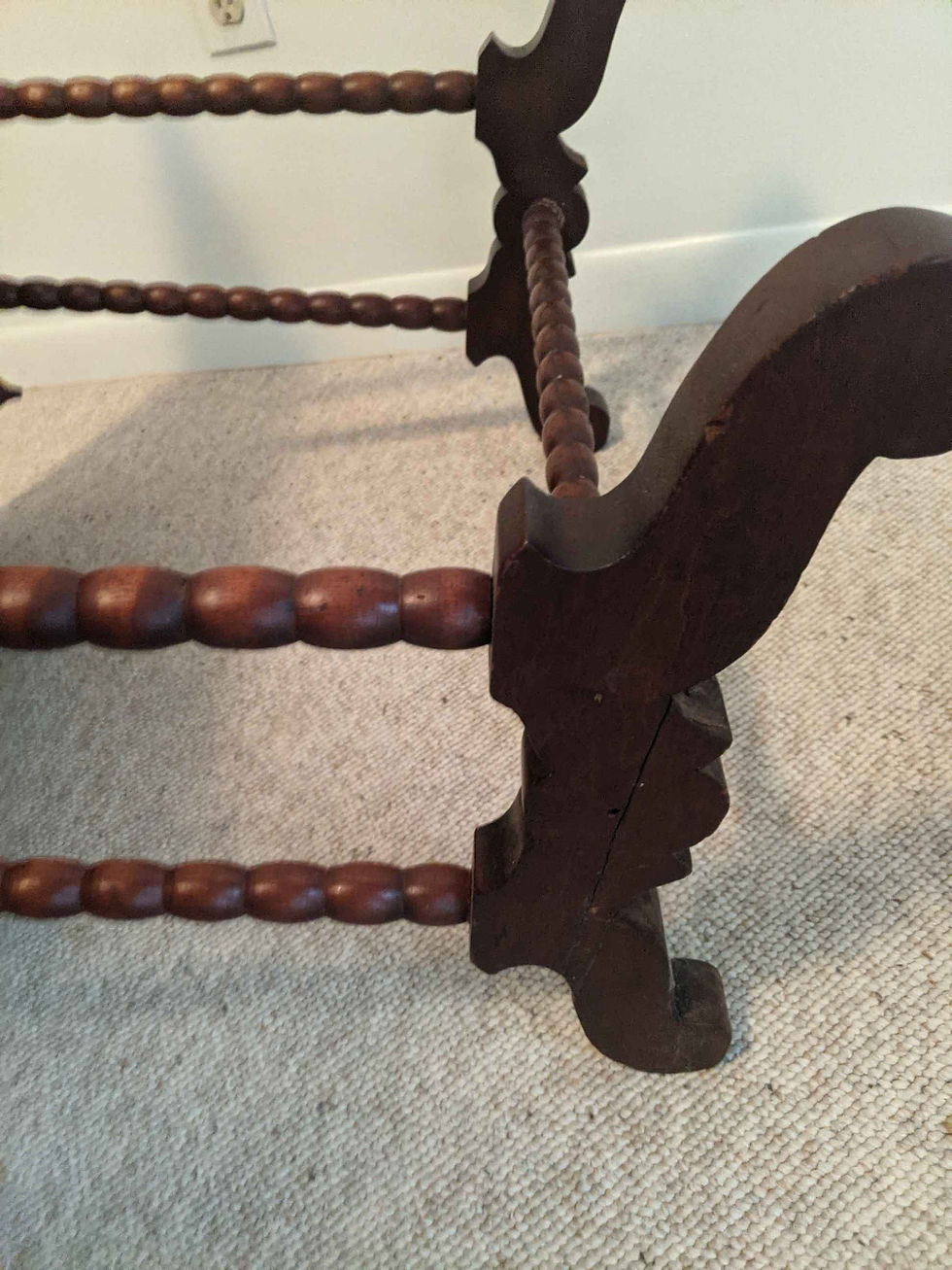 Thumbnail: Wooden Drop Leaf Accent Table with Spindle Legs and Crossbar