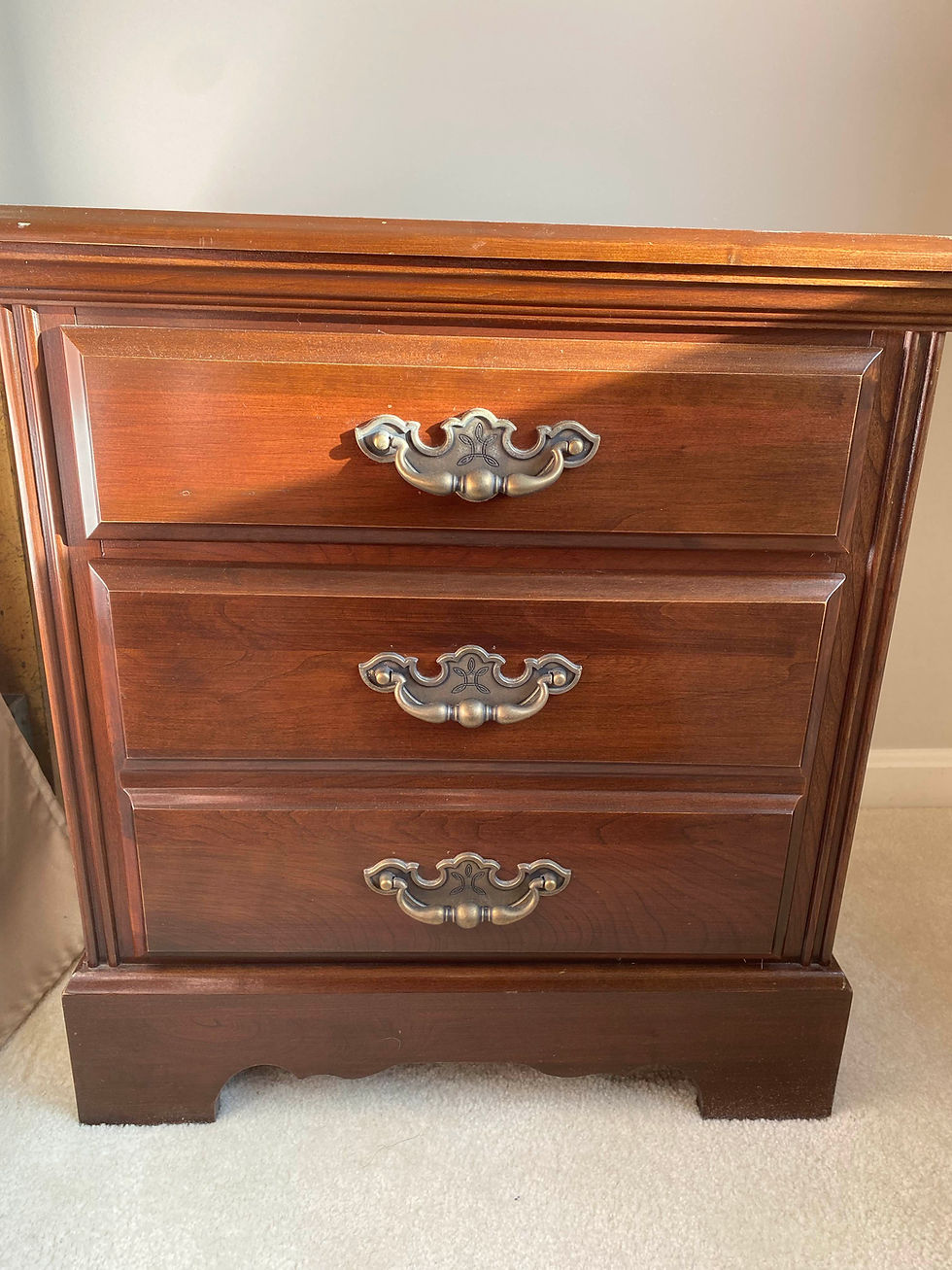 Thumbnail: Pair of Wooden 3 Drawer Nightstands
