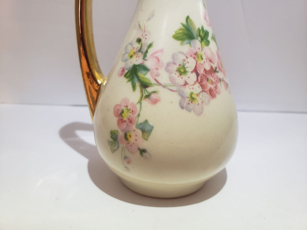 Thumbnail: White Flower Vase with Gold and Floral Embellishments