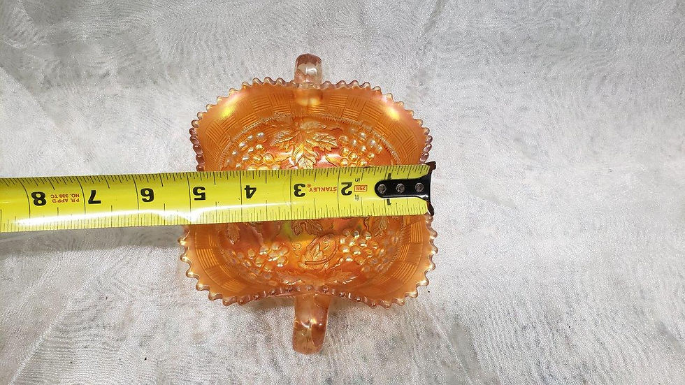 Thumbnail: Carnival Glass Cream Pitcher and Candy Dish Bowl with Handles