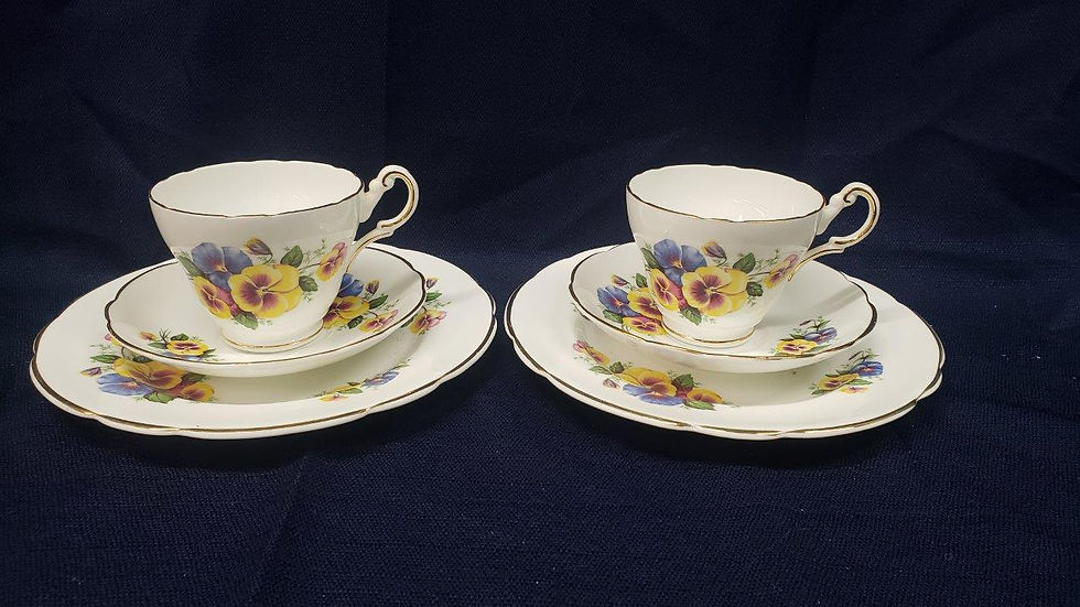 Thumbnail: Vintage Collection of Teacups and Saucers with Dainty Floral Designs – Set of 8