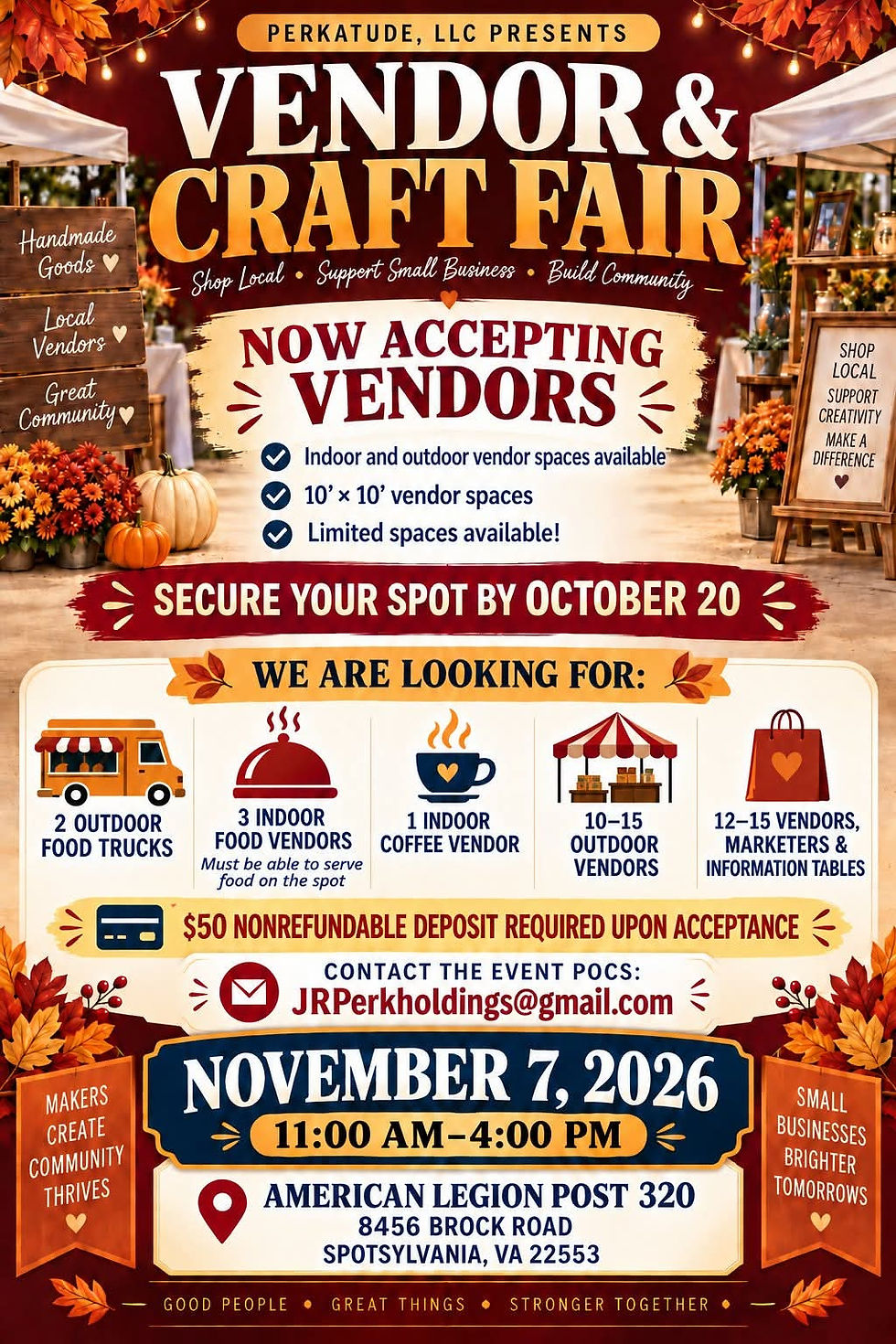 πποΈ VENDOR & CRAFT FAIR Presented by Perkatude, LLC