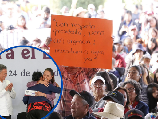 Vecinos de Singuilucan se manifiestan durante visita de Claudia Sheinbaum: piden agua