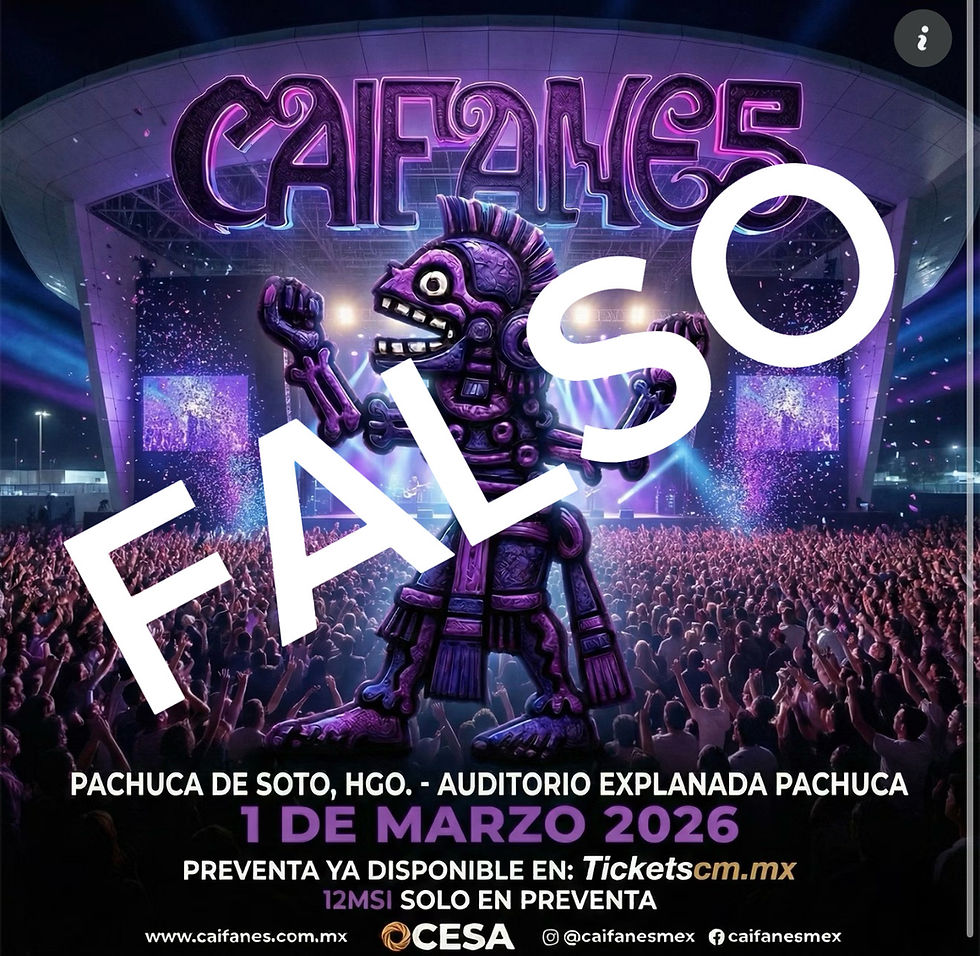 La única presentación confirmada de Caifanes en Pachuca, corresponde al 22 de mayo de 2026.