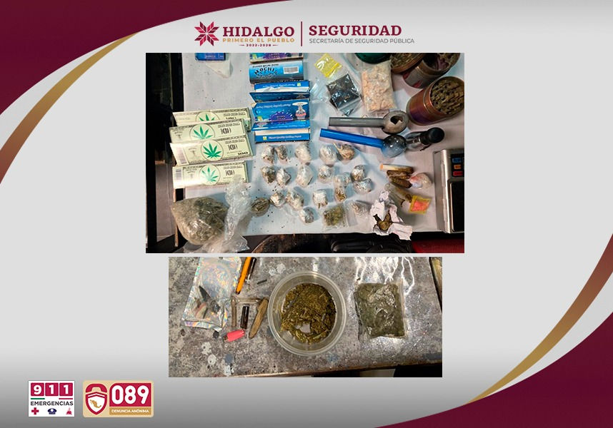 También confiscaron sustancias como marihuana y cristal durante el operativo