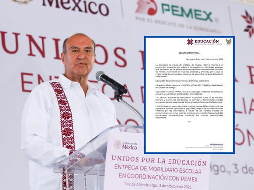Ante la ola de críticas, SEPH toma una decisión: suspensión de clases en Hidalgo