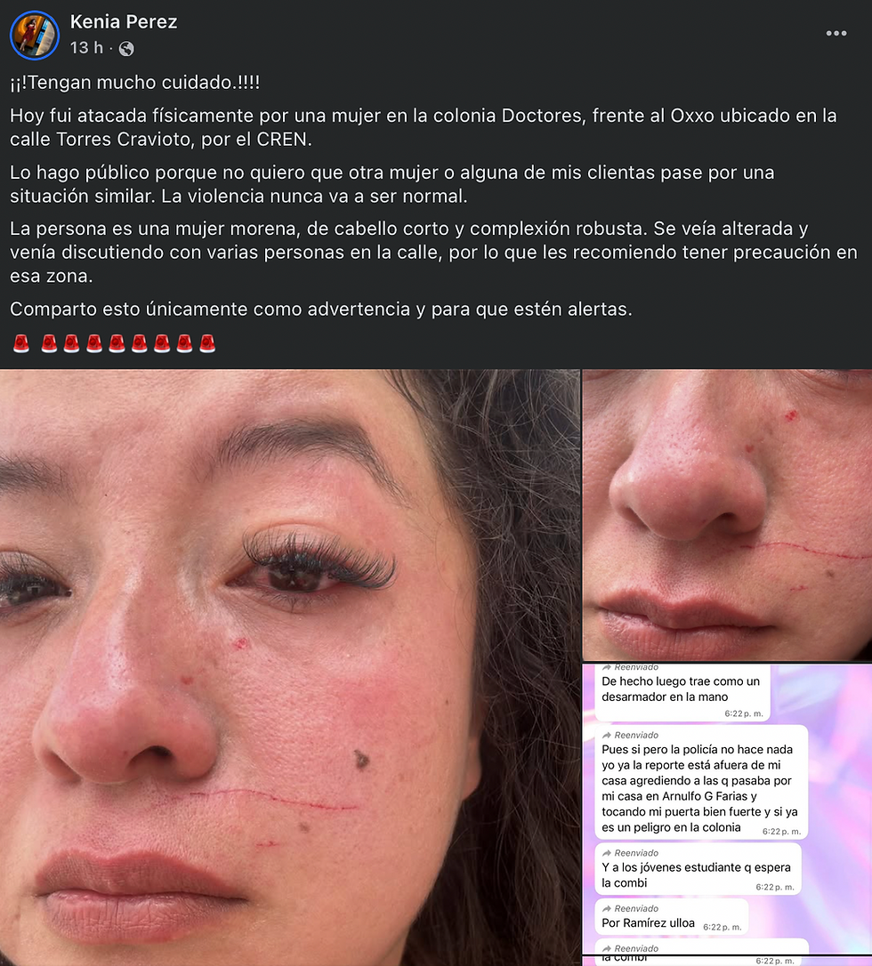 Captura de la denuncia ciudadana que circula en grupos de Facebook.