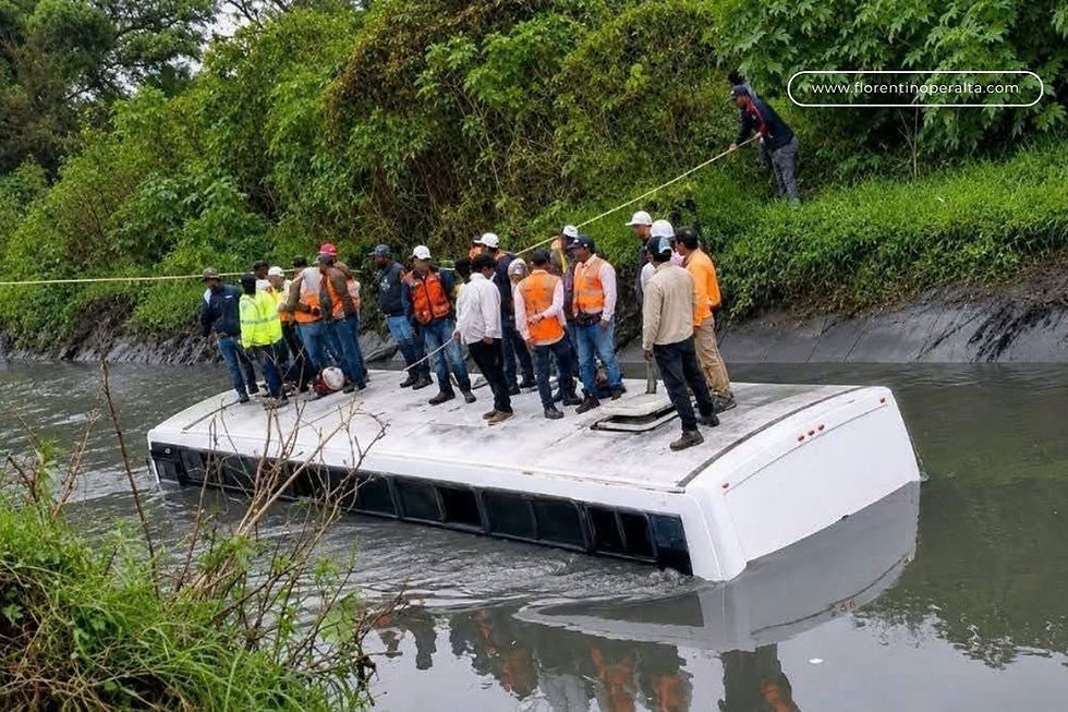 Accidente en Atotonilco de Tula: camión con trabajadores del Tren México-Querétaro cae a canal