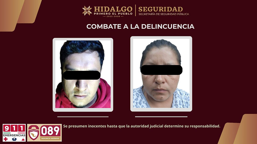 Capturan a una pareja con más de 700 sustancias ilícitas en Hidalgo